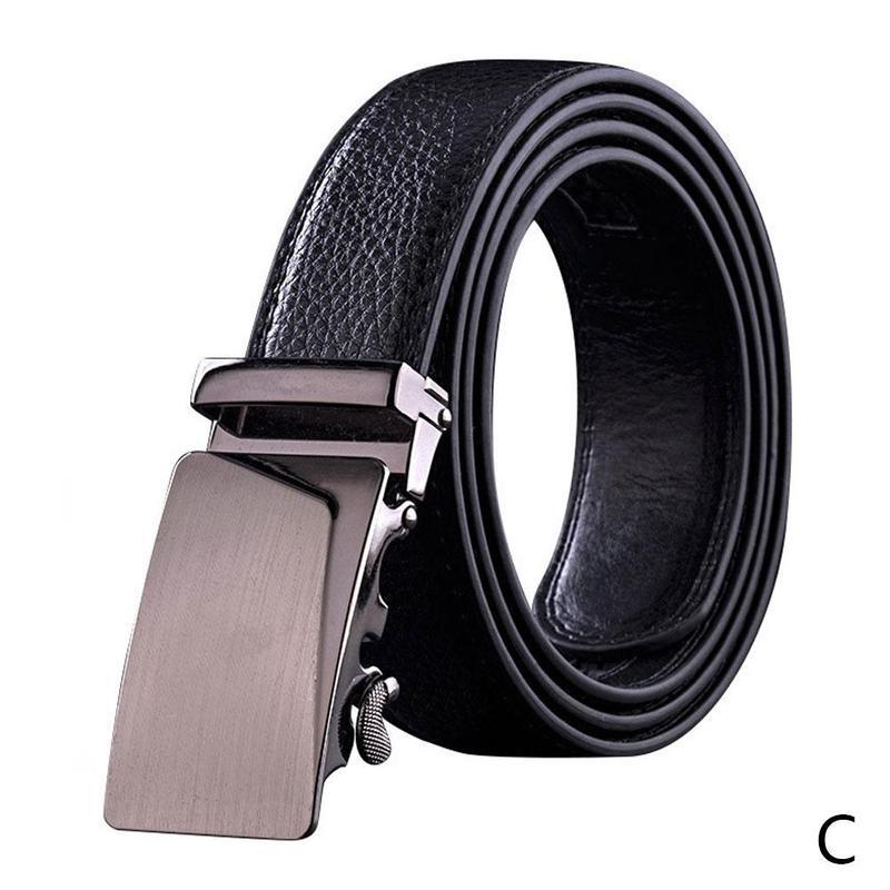 1 Pcs Men's PU Belt Automatic Buckle Buckle Belt Belt Leather Metal Buckle Belt Men's Automatic Buckle Belt: C