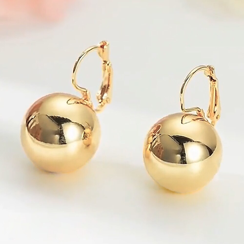 1 par guld silverpläterade örhängen smycken stor rund boll hänge statement örhängen för kvinnor bröllop tillbehör