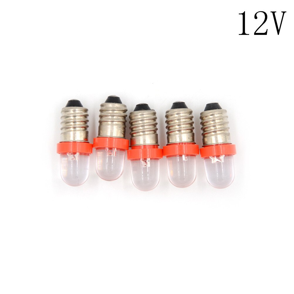 5pcs Low Power Light Bulb Consumption E10 LED Screw Base Indicator Bulb Cold White 6V/12V/24V DC: 12V Red