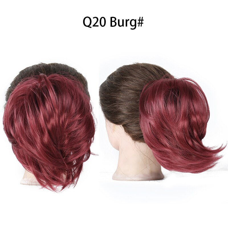 Chignon élastique synthétique pour queue de cheval, postiche, chignon: Q20-BURG