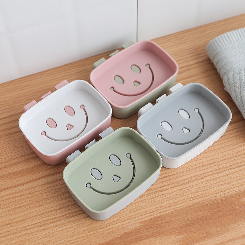 Smiley – boîte à savon Double couche perforée sans coller au mur, égouttoir, accessoires de salle de bains