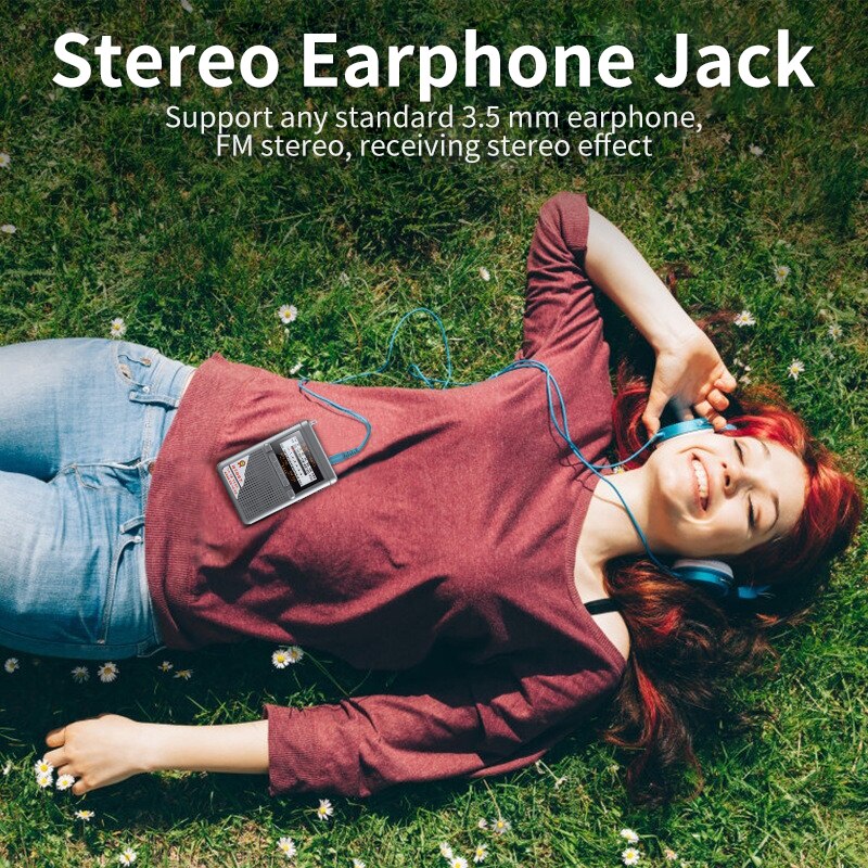 Portable Full Band Radio Receiver FM/AM/SW World Band with LCD Display Mini Pocket Radio with Buckle Receiver