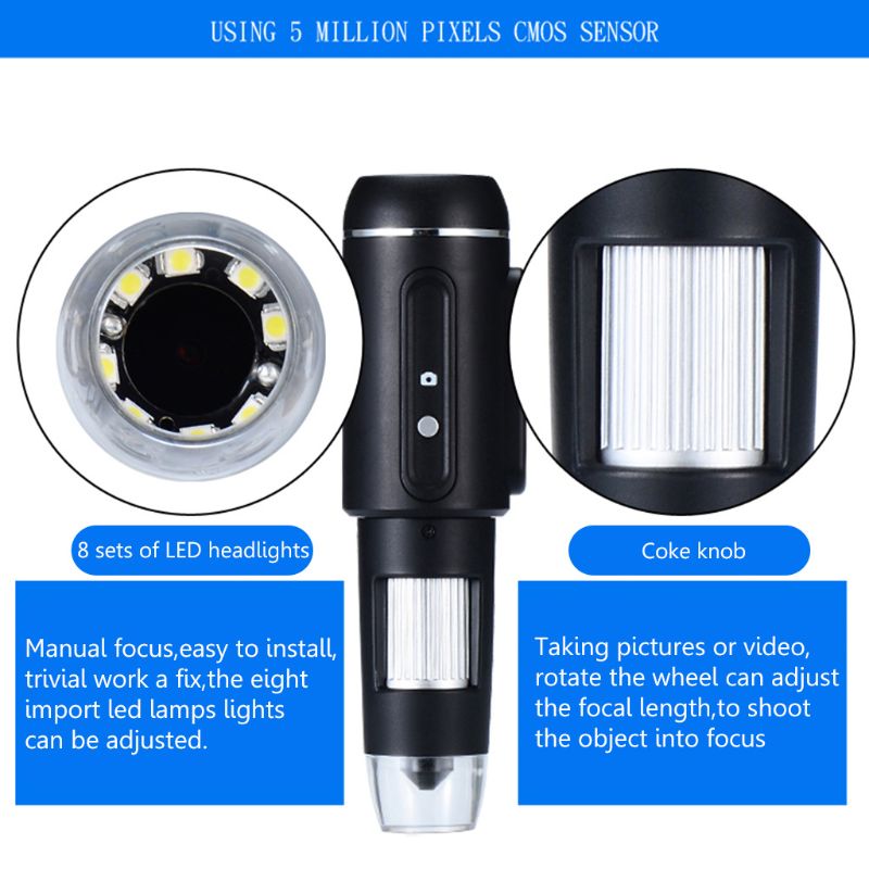 1000X USB3.0 Digital Microscope 5MP HD Camera Electronic Magnifier with Holder