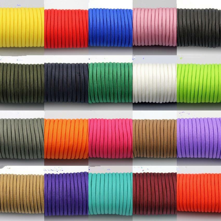 30FT 350lb Paracord Cord Parachute Lanyard with 7 Core Strand Rope 4mm Dia for Camping Hiking Outdoor Home Knit 9.1M Solid color