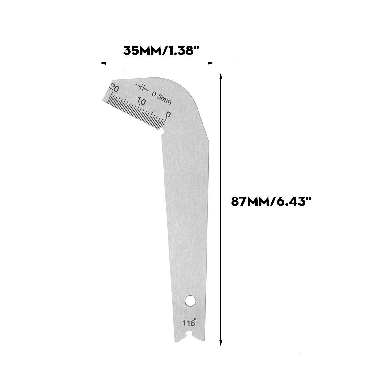 Stainless Steel Drill Bit Sharpening Angle Gauge 118 Degree Scale Gage Tool for Drill Polishing Woodworking Welding Gauge Edging