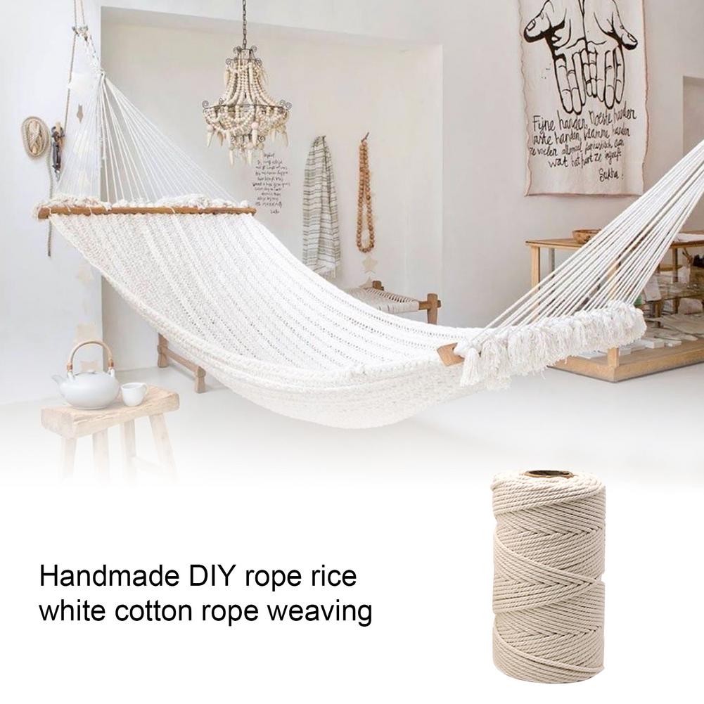 Cordon en macramé naturel, Long, Flexible, en coton, blanc crème, pour la maison, décorations de noël et de mariage, 2-6mm