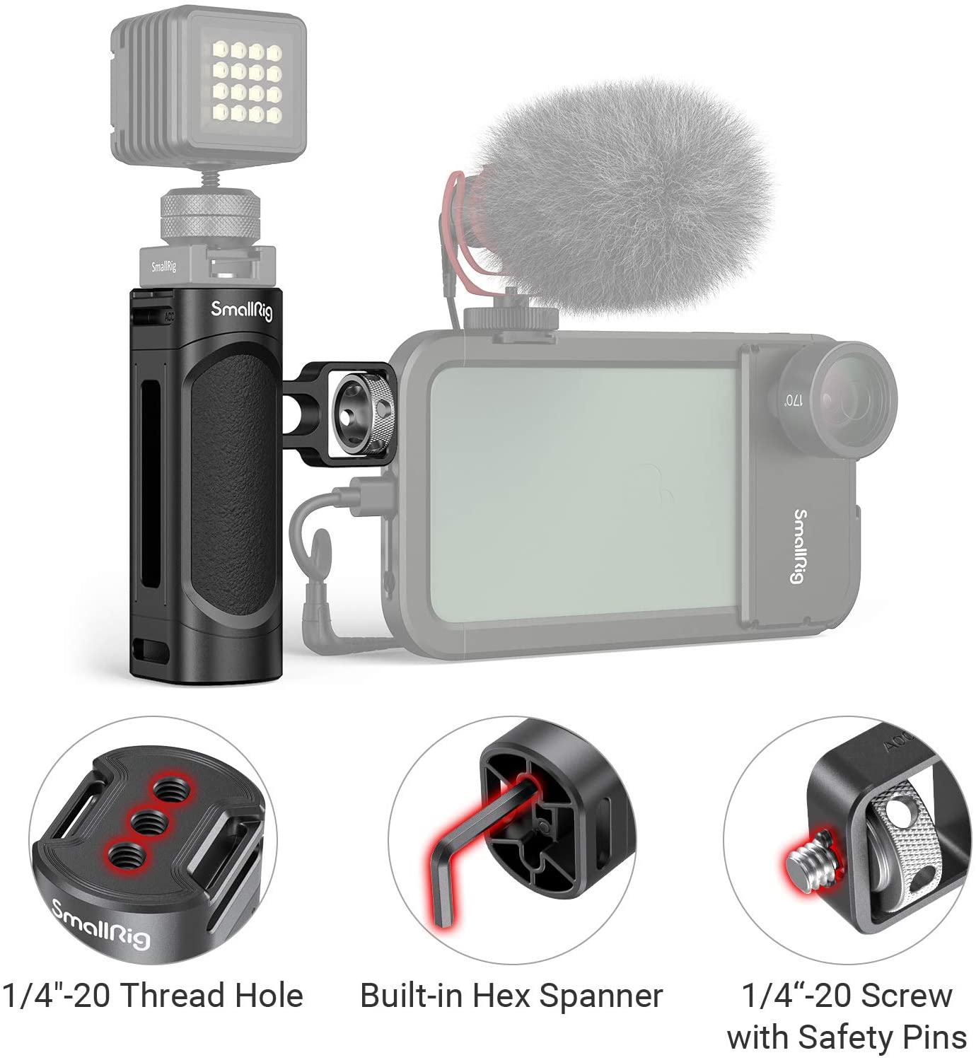 Impugnatura a gabbia universale per cellulare SmallRig maniglia laterale leggera in alluminio per impugnatura a sgancio rapido per gabbia iphone 13 2772