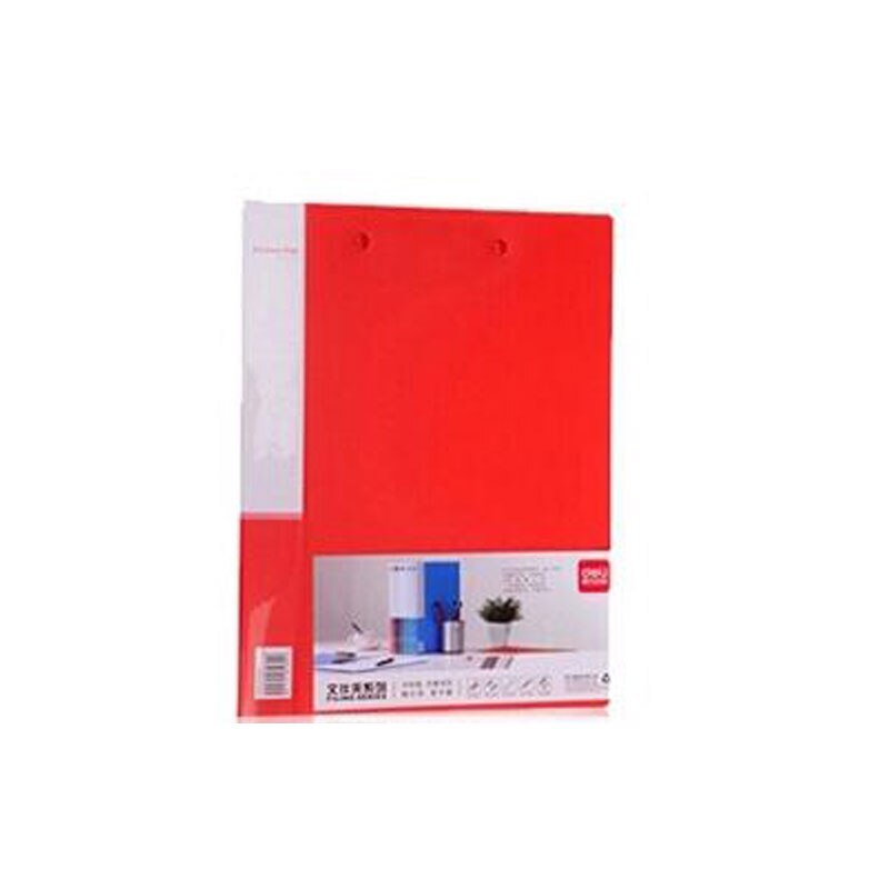 3PCS DELI A4 PP Clip File Folder Color Office Metting Document File Folders School Office Supplies: red 3Pcs