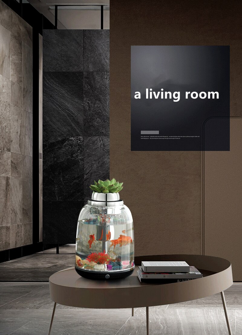 Fish tank landscaping small desktop mini office fish fighting micro landscape self circulation ecological fish tank