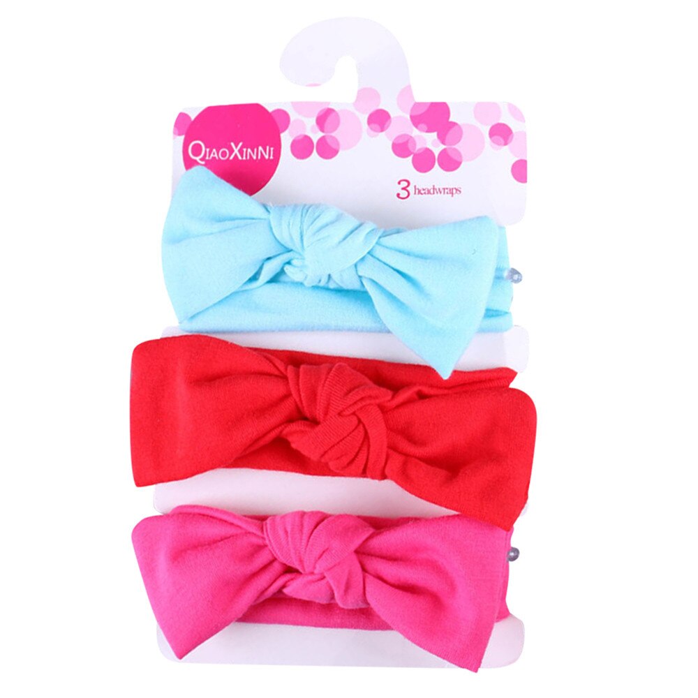 Baby pannband 3 st barn blommigt pannband flickor baby elastisk pilbåge tillbehör hårband set baby hår accessoarer: M