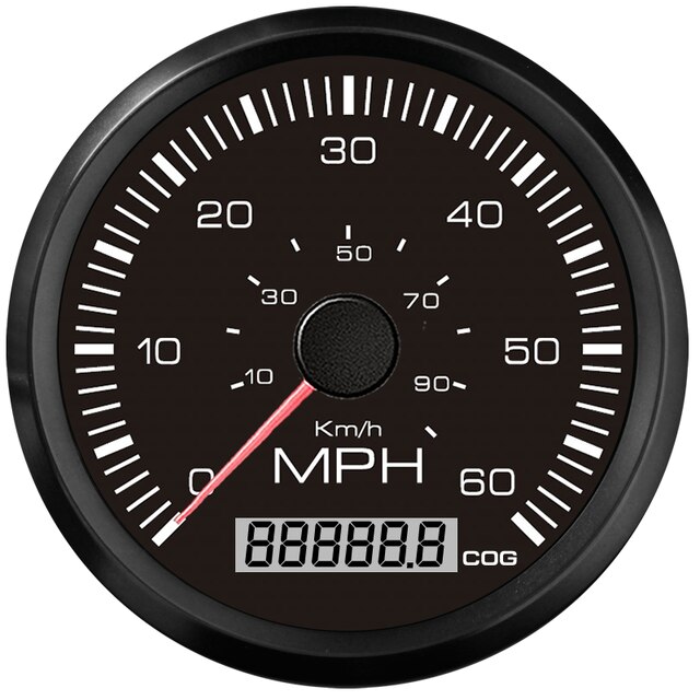 85Mm Gps Snelheidsmeter Gauge 60 Mph 90 Km/h Totale Kilometerstand Kilometerteller Voor Motorfiets 12V 24V Rood Geel backlight: 60M BN