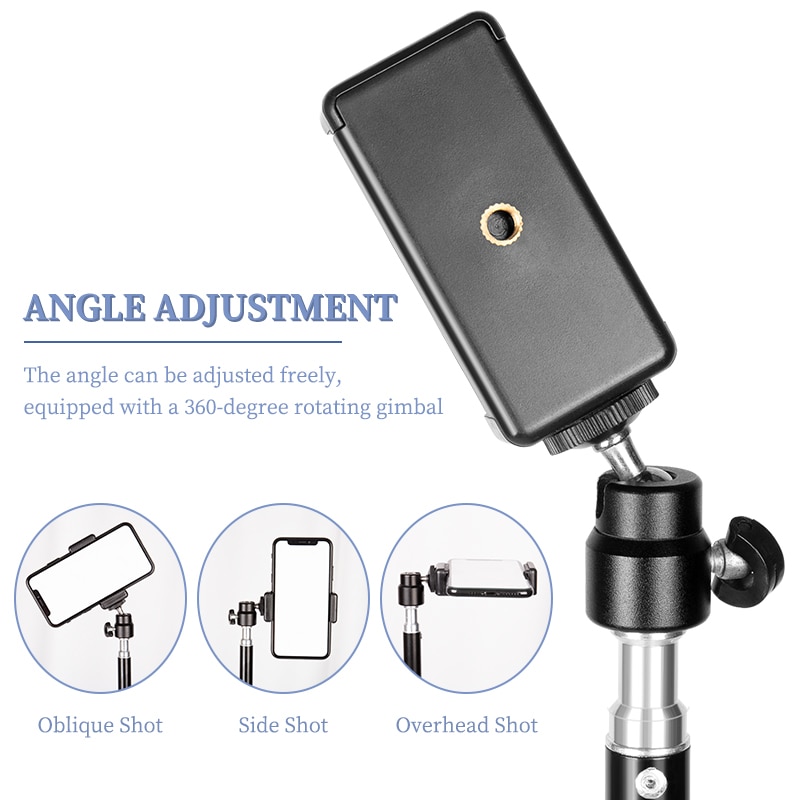 Treppiede SH Selfie 1/4 treppiede in alluminio con testa a vite per supporto per telefono fotocamera digitale con telecomando compatibile con Bluetooth