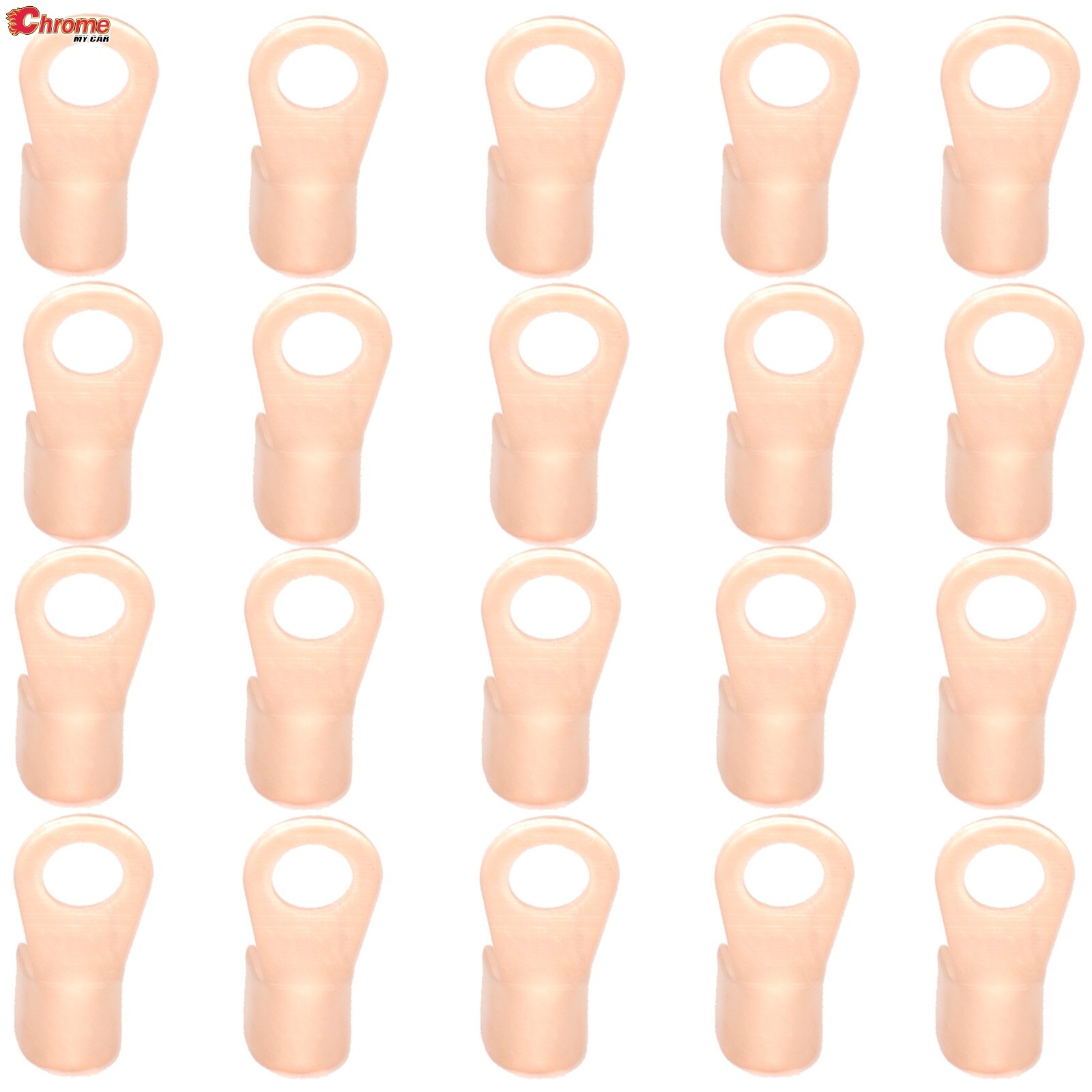 20X Copper Battery Cable Connector Terminal 6mm Open Lugs Wire Terminals Joint Splice Circular Crimp 2.6-6 Wire Car Accessories