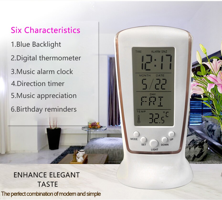 Digitale Klok Kalender Led Kalender Temperatuur Wekker Blauwe Achtergrondverlichting Elektronische Kalender Thermometer Klok Countdown Timer