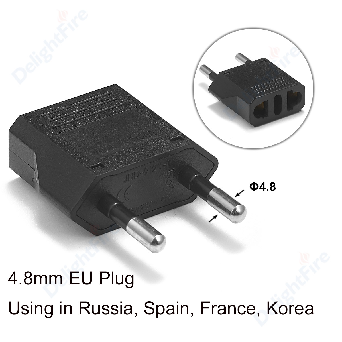 Eu Plug Adapter Travel Adapter Cn Ons Eu Kr Brazilië Israël Zwart/Wit Power Adapter Stekker Converter sockets Outlet: 50pcs / 4.8mm Black