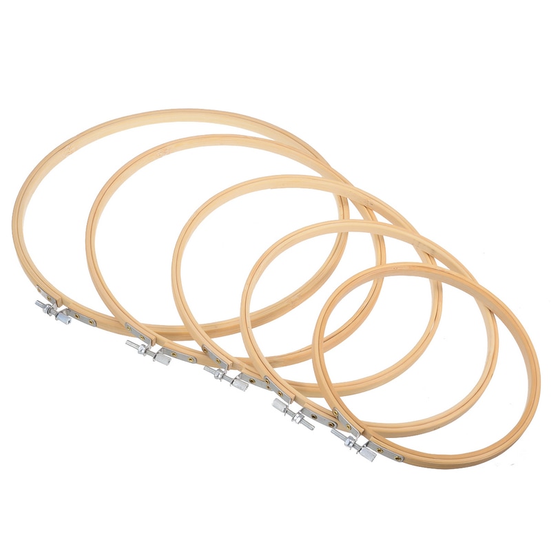 Juego de aros bordados de madera de bambú, Marco con forma de aro de 8 pulgadas, herramientas de costura para el hogar, 10/20 Uds.
