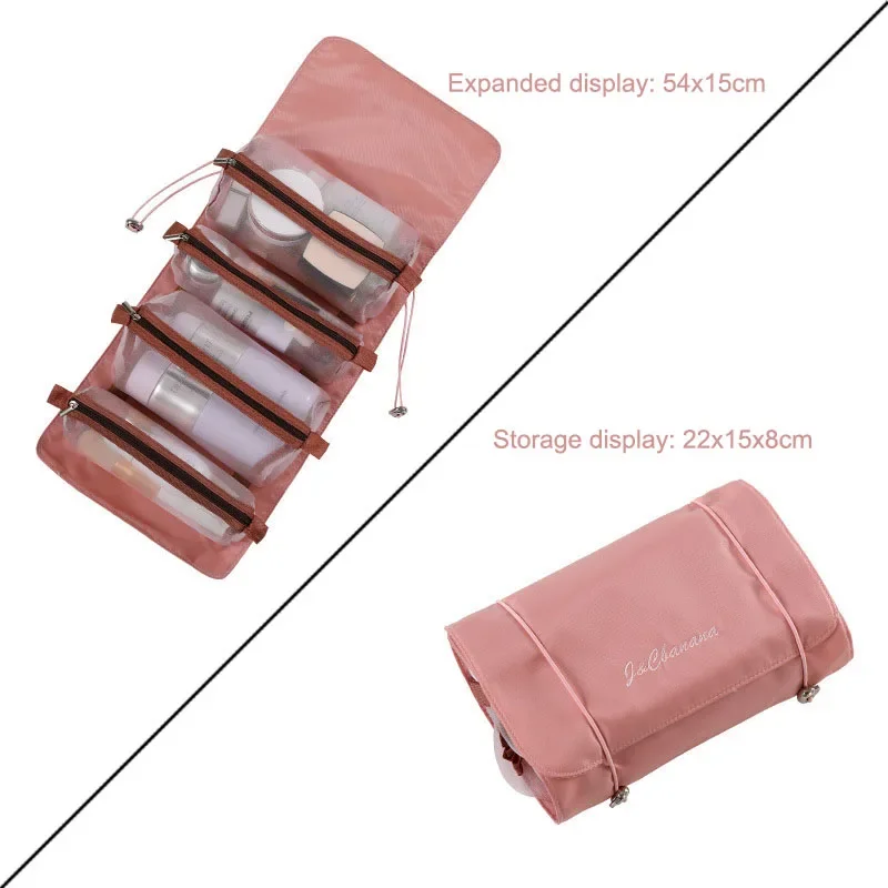 Bolsa de cosméticos de viaje grande para mujer, organizador de maquillaje de cuero, neceser femenino, estuche de maquillaje, bolsa de almacenamiento, caja de lujo para mujer: Morado
