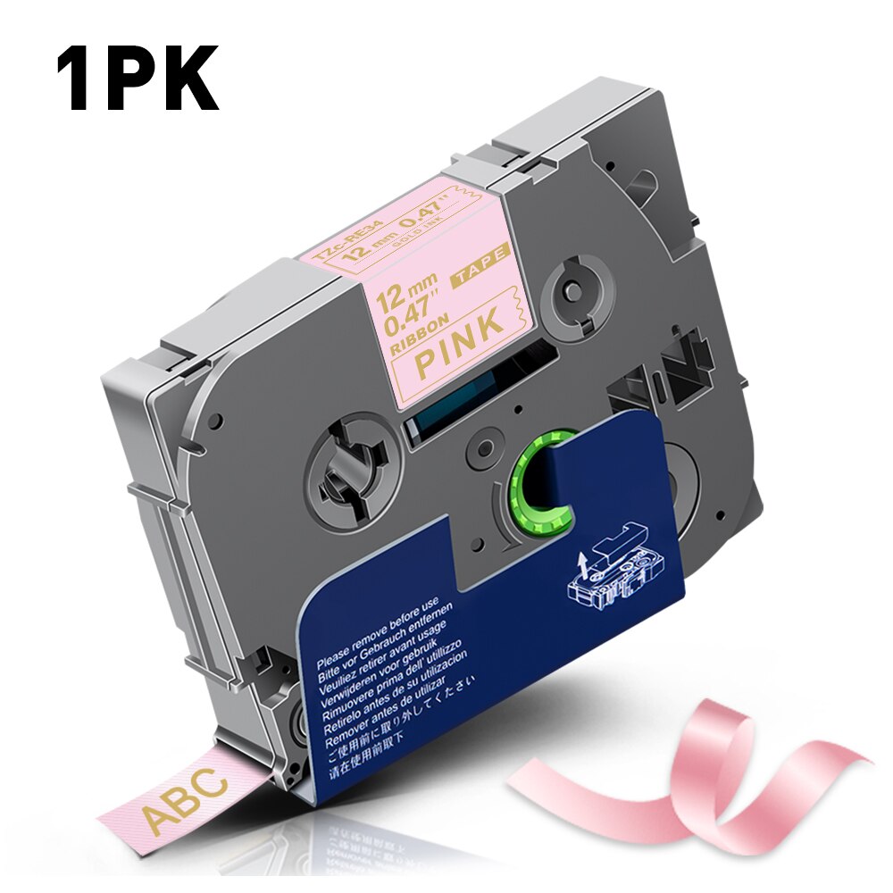 5PK satyna taśma wstążkowa dla brata upiększyć taśma RE34 RN34 R234 RW34 R231 12mm dla brata PT drukarka etykiet PT-H110 PTE100 D600: 1PK RE34