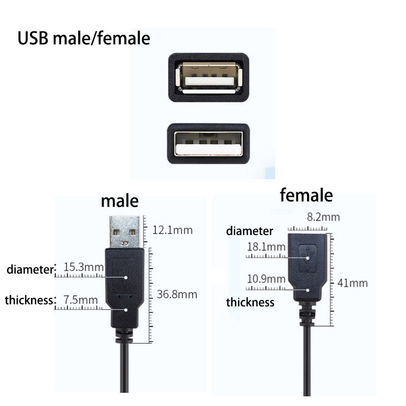 2 4 núcleos 0,3 M USB 2,0 tipo A macho hembra 2 pines 4 pines micro USB DIY conector reparación Cable de soldadura adaptador de fuente de carga de energía