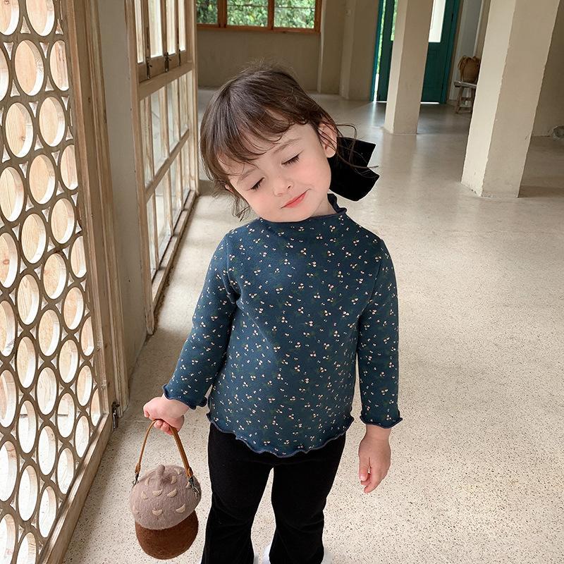 Meisjes bloemen fluwelen shirt truien herfst meisje herfst lange mouwen trui schattige kleine meisjeskleding