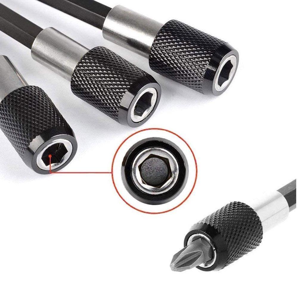 Vástago hexagonal para taladro eléctrico destornillador magnético de acero inoxidable, extensión ajustable, duradera, 1/4