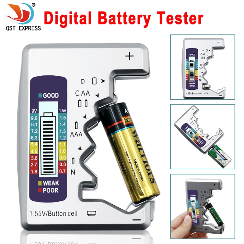 Digital batteri tester checker batterikapacitet tester til c  d 9v aa aaa 1.5v lithium batteri strømforsyning måleinstrument