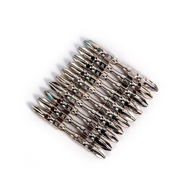 3/5/10Pcs Of 65mm PH2 Phillips Screwdriver Hand Tool S2 Material With Magnetic Double-head Drill Bit Anti Slip Electric Hexagon: 10PC 65mm