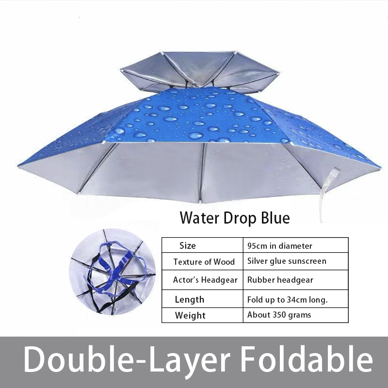 Casquette parapluie pliable, outils de pêche, Sport de plein air, protection solaire, chapeau de randonnée: Double Layer 1