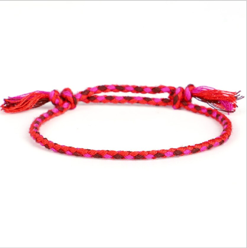 Pulsera de cuerda multicolor trenzada hecha a mano para hombre y mujer, brazalete ajustable étnico, joyería, de pareja: 19