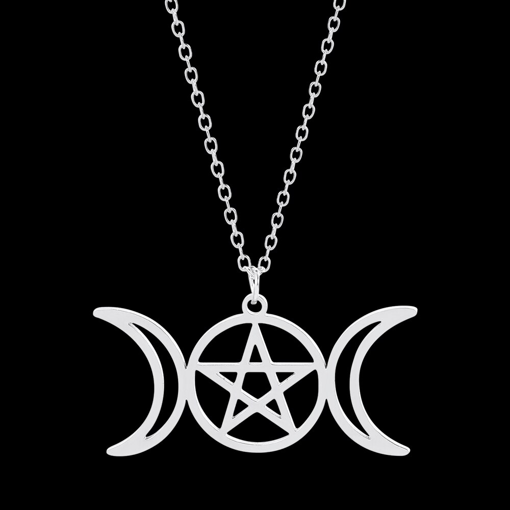 Edelstahl Göttin Halskette für Frauen Männer Pentagramm Mond Wicca Schmuck Magie Anhänger Pentagramm Hexe Schmuckstück: Ursprünglich Titel