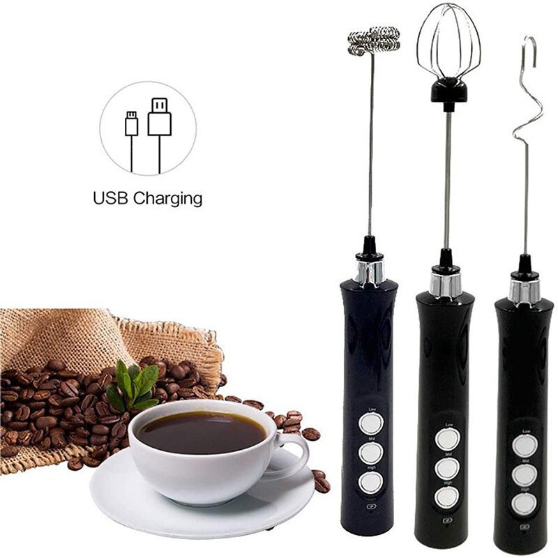 Handheld Electric Mixer Blender Milk Frother Coffee Cappuccino Mixer Tools USB Recharge Stainless Bubble Maker Whisk Portable