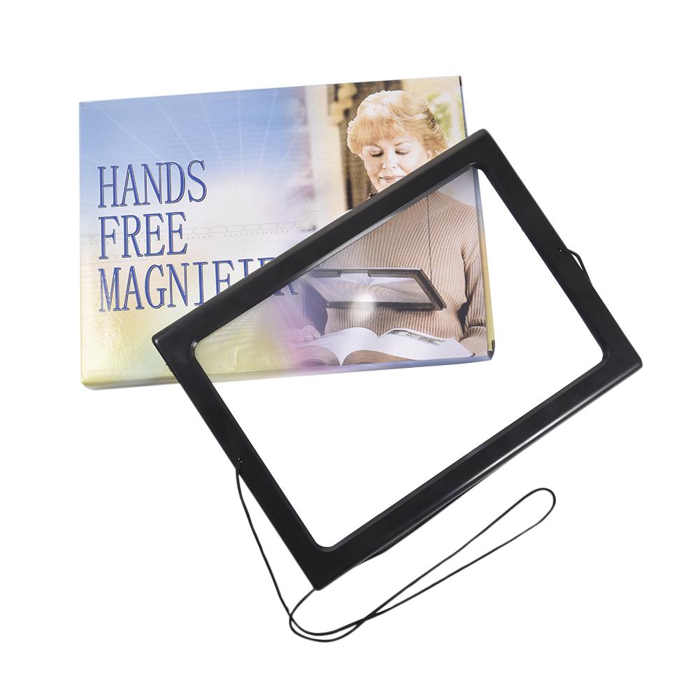 11.8" X 8" Magnifying Glass Rectangular 3X Reading Magnifier LED Lighted Illuminated Foldable Desktop Portable Maginifier