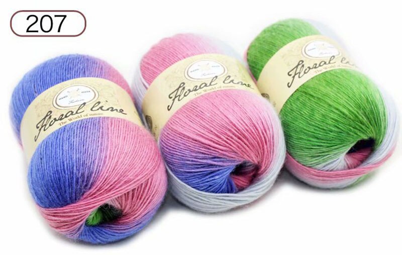 5pcsX100g 100% Cashmere Yarn crochet yarn for knitting Rainbow Line Fancy Melange Combed Sewing: 207