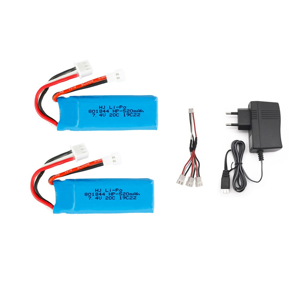 7,4 v 520mah 20C lipo batería + cargador conjunto para Wltoys XKA600 K969 K979 K989 K999 P929 P939 A202 A212 Rc coche avión partes: Negro