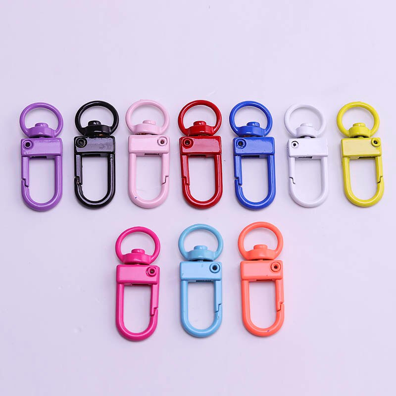 10Pcs Kleur Verf Bakken Sleutelhangers Sleutelhanger Sleutelhanger Voorjaar Gesp 8 Woord Gesp Garnalen Gesp Zak Gesp Sieraden accessoires