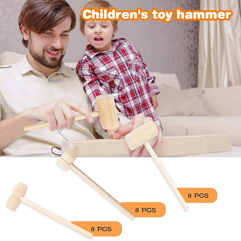 24 Pieces Mini Wooden Hammers for Chocolate,Crab or Lobster Seafood Hammers,Crafts and Party Game Props,Seafood Tool