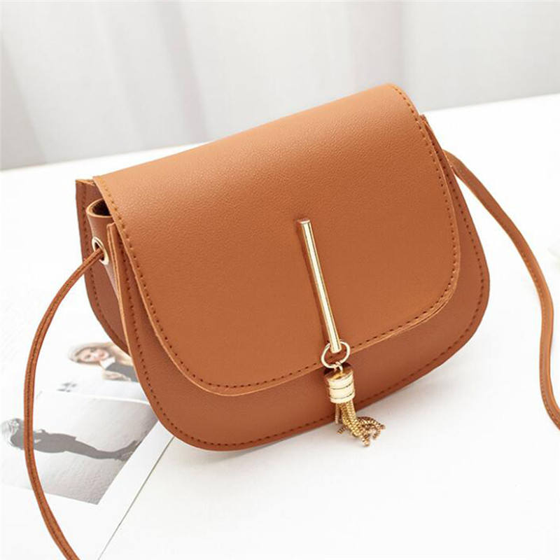 Dames schoudertas pu leer dames messenger bag dames pure kleur kleine klep vierkante tas clutch tassen handtassen: Bruin