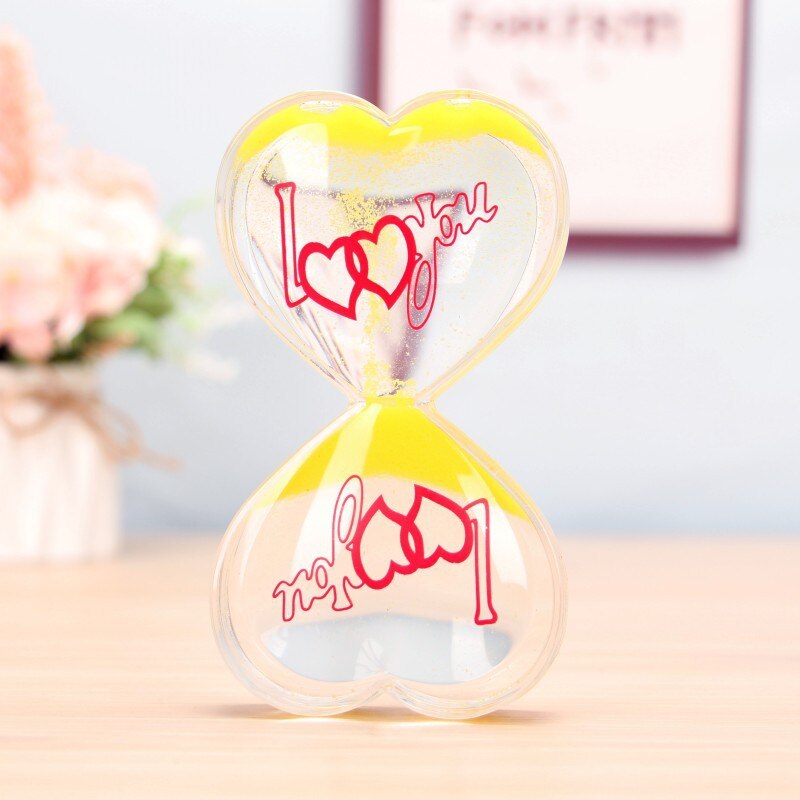 Valentine's Day Double Hourglass Liquid Timer Visual Timer Oil Liquid Motion Hourglass Floating Desk Heart Decoration Acrylic: yellow