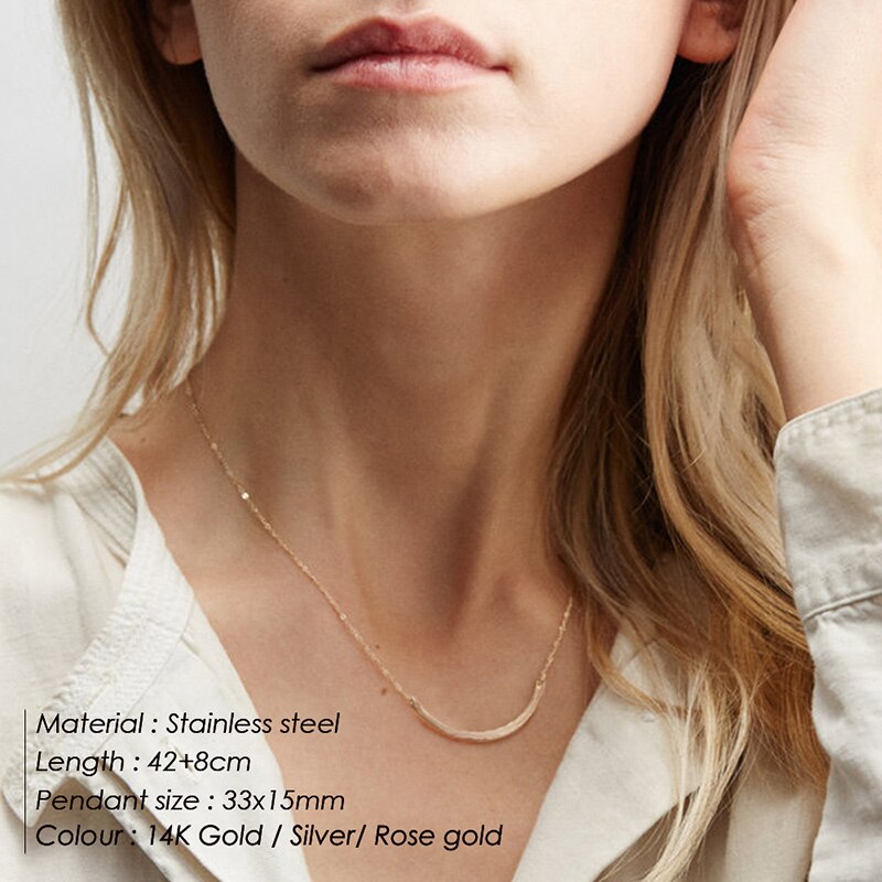 EManco donne dichiarazione collana in acciaio inox per le donne semplice Sottile collana della catena della collana del choker gioielli di design di lusso: Silver Color