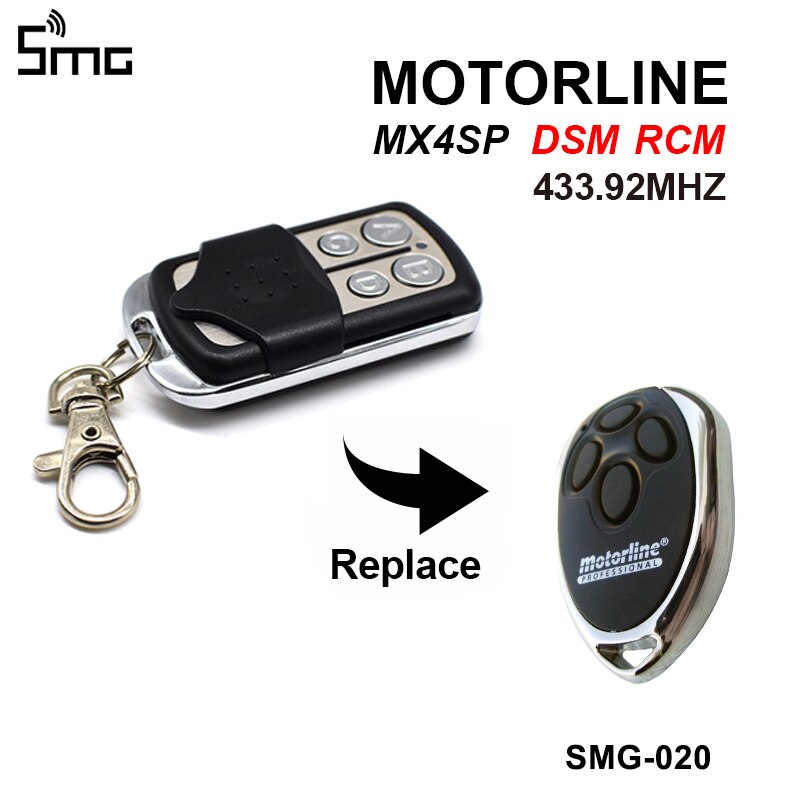 433Mhz Remote Control Code Grabber For Gate Wireless RF 4 Channel Electric For MOTORLINE MX4SP RCM DSM Garage Door Car Keychain