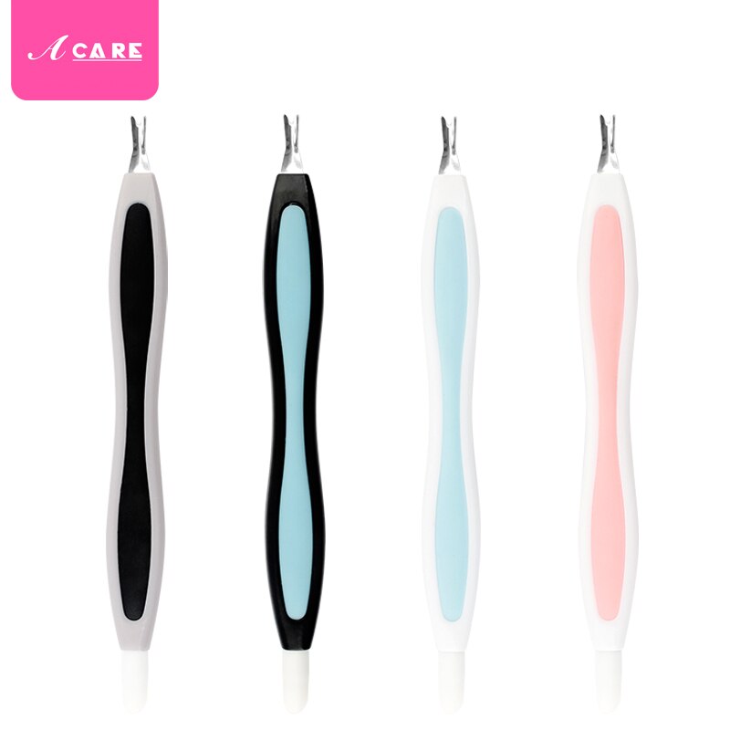 2 pçs empurrador de cutícula rosa macio manicure vara de borracha pressão caneta haste dead skin fork peeling faca trimmer removedor de unhas