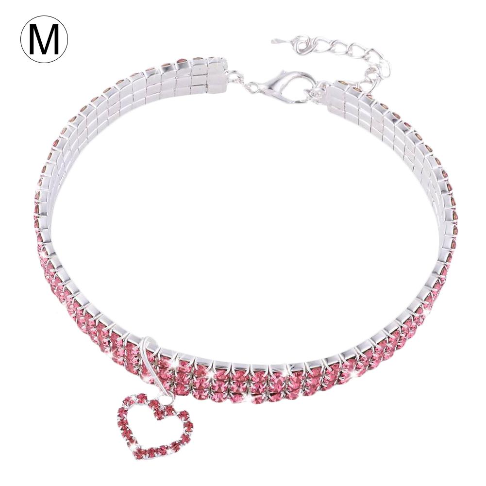 Collier pour chien et chat, mignon, à la , avec pendentif en os, strass scintillant, pour petite fille: B