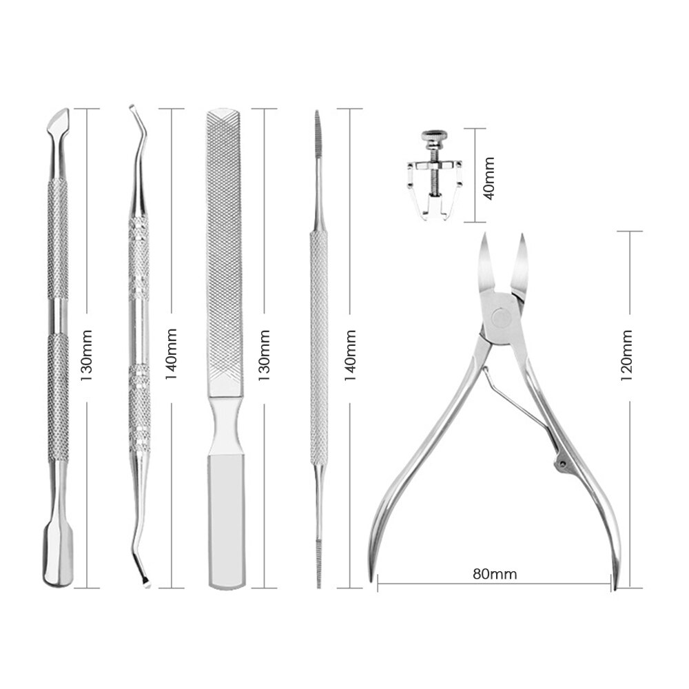 7PCS/Set Stainless Steel Toenail Correction Tool Set Pedicure Tools Home Use Nail File Corrector Foot Care Tools