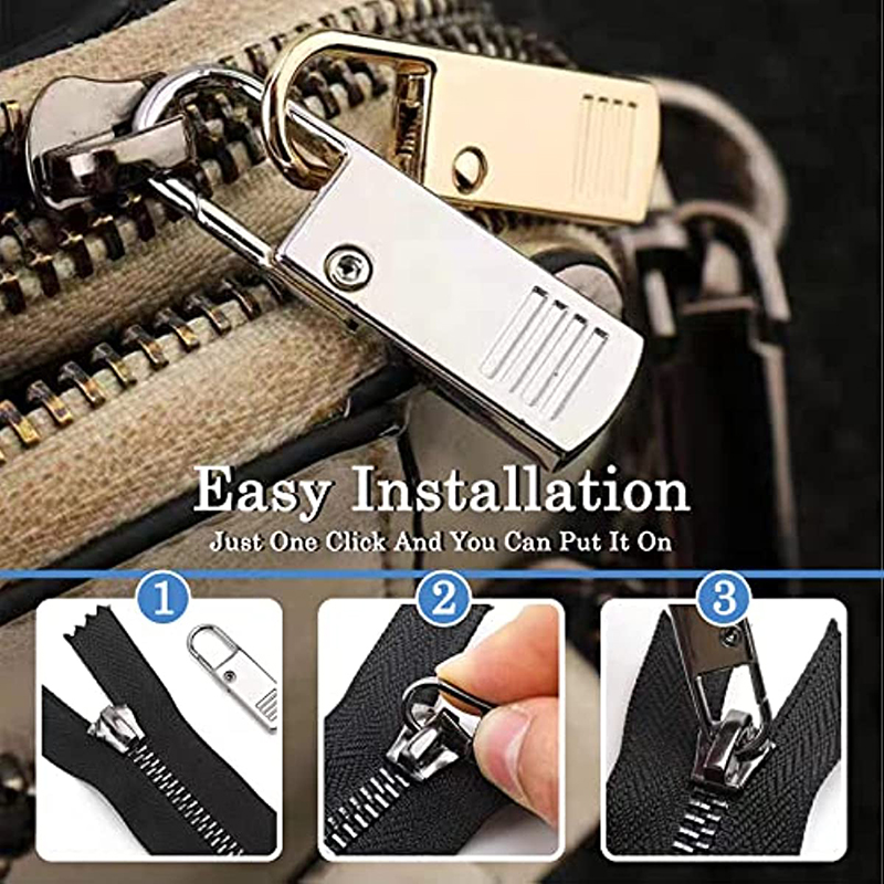 5/10pz cerniera in metallo tiro sostituzione cerniera staccabile cursore cerniera lampo testa tiro scheda kit di riparazione per accessori per vestiti da cucito artigianali