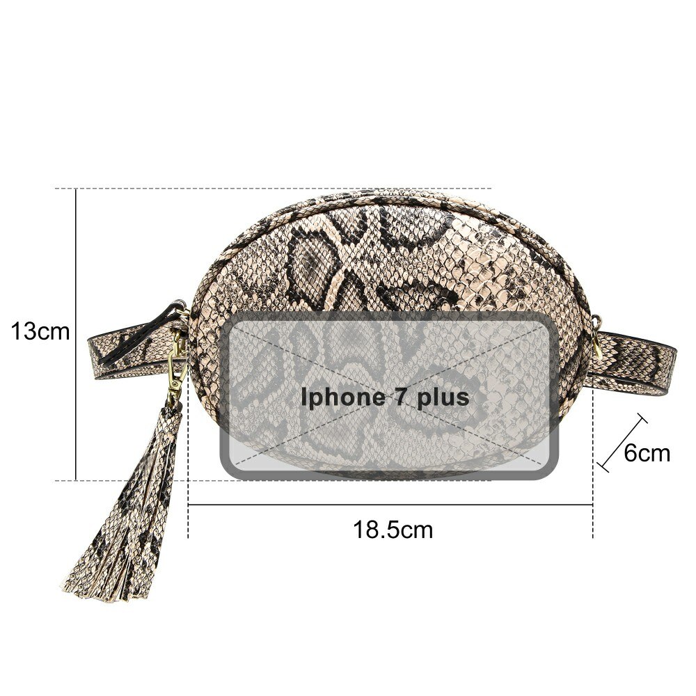 Snake Huid Taille Tas Vrouwen Mode Ronde Fanny Pack Dames Pu Lederen Reizen Heuptas Crossbody Hip Hop Borst Packs