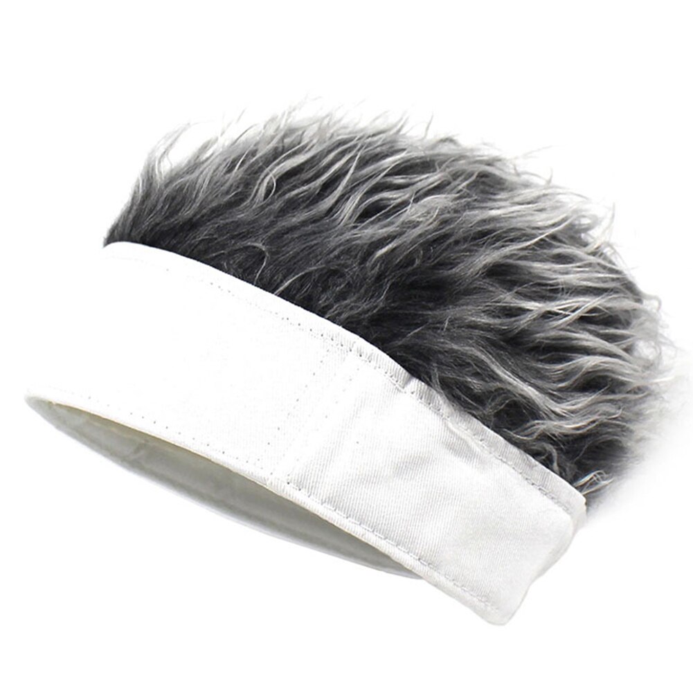 Men Women Beanie Wig Hat Fun Short Hair Caps Breathable Soft for Party Outdoor J55: gray white