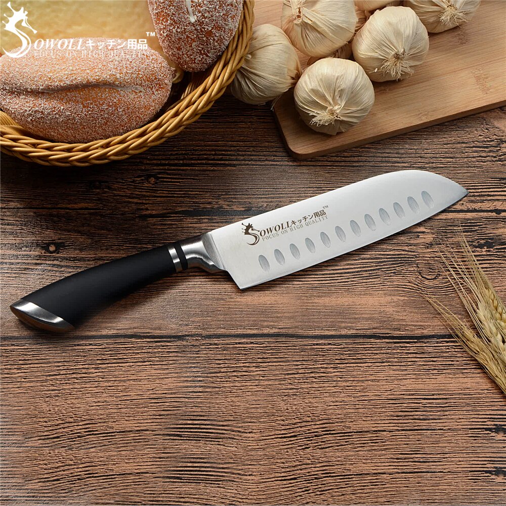 7 Inch Santoku Kitchen Knife Japanese Chef Knife Meat Cleaver Fish Salmon Fillet Sushi Knife Stainless Steel