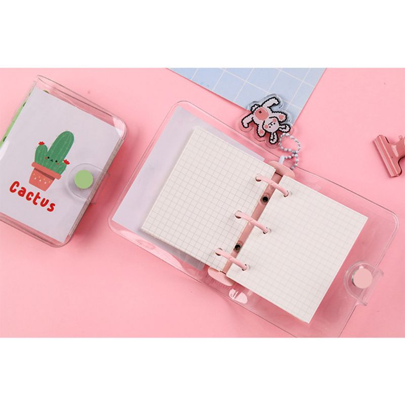 3 Holes Mini PVC Loose Leaf Transparent Diary Notebook Pocket Traveler Planner Note Book Office Supplies