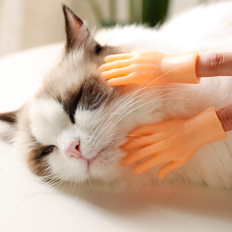 KIMPETS-guantes de masaje para gatos, productos para mascotas, pequeños dedos, cabeza de masaje, juguetes para gatos, pequeñas manos, para peine de gato