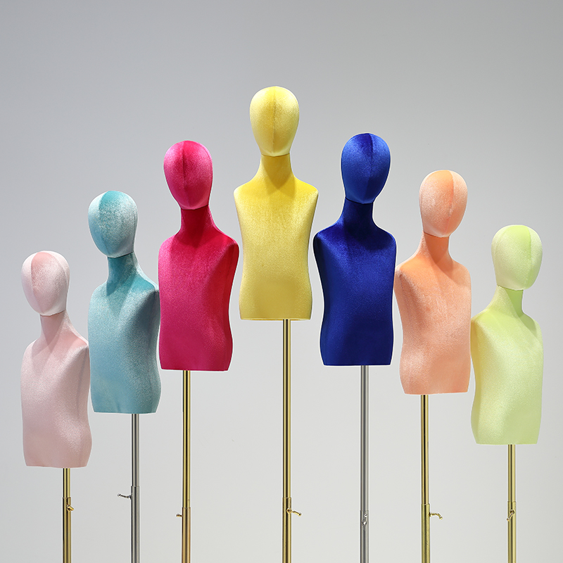 Soporte de cuerpo de Maniquí de mano de Color madera para mujer, modelo de costura de 1 a 2 años, Flexible, estante ajustable, 1 ud. D406